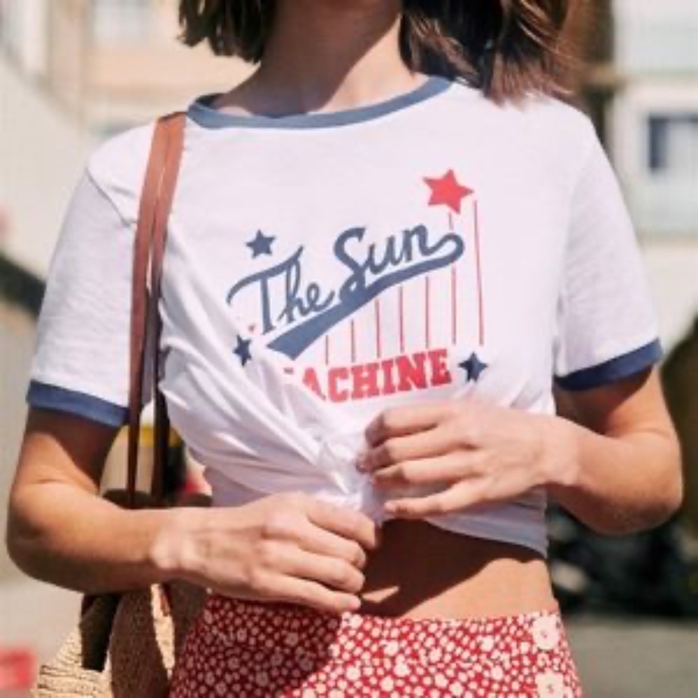 SEZANE The Sun Machine Organic Cotton Tee Tshirt